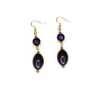 Purple Dangling Earrings-Oval Shaped-Drop-Teardrop